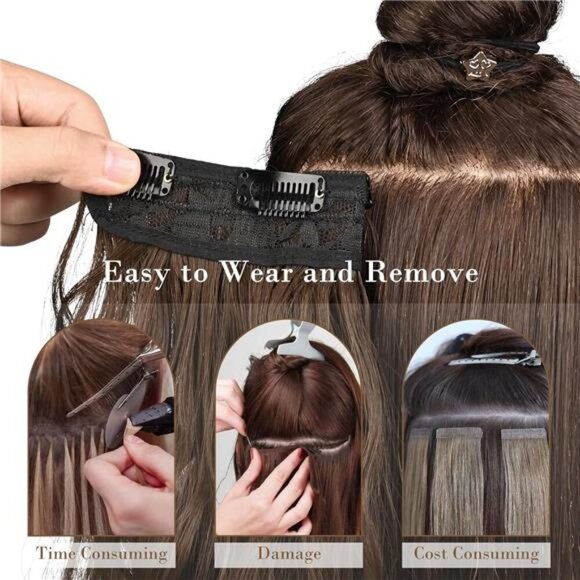 REECHO Hair Extensions, 4PCS Clip in Hair Extensions HE001 Natural Soft - Picture 5 of 7